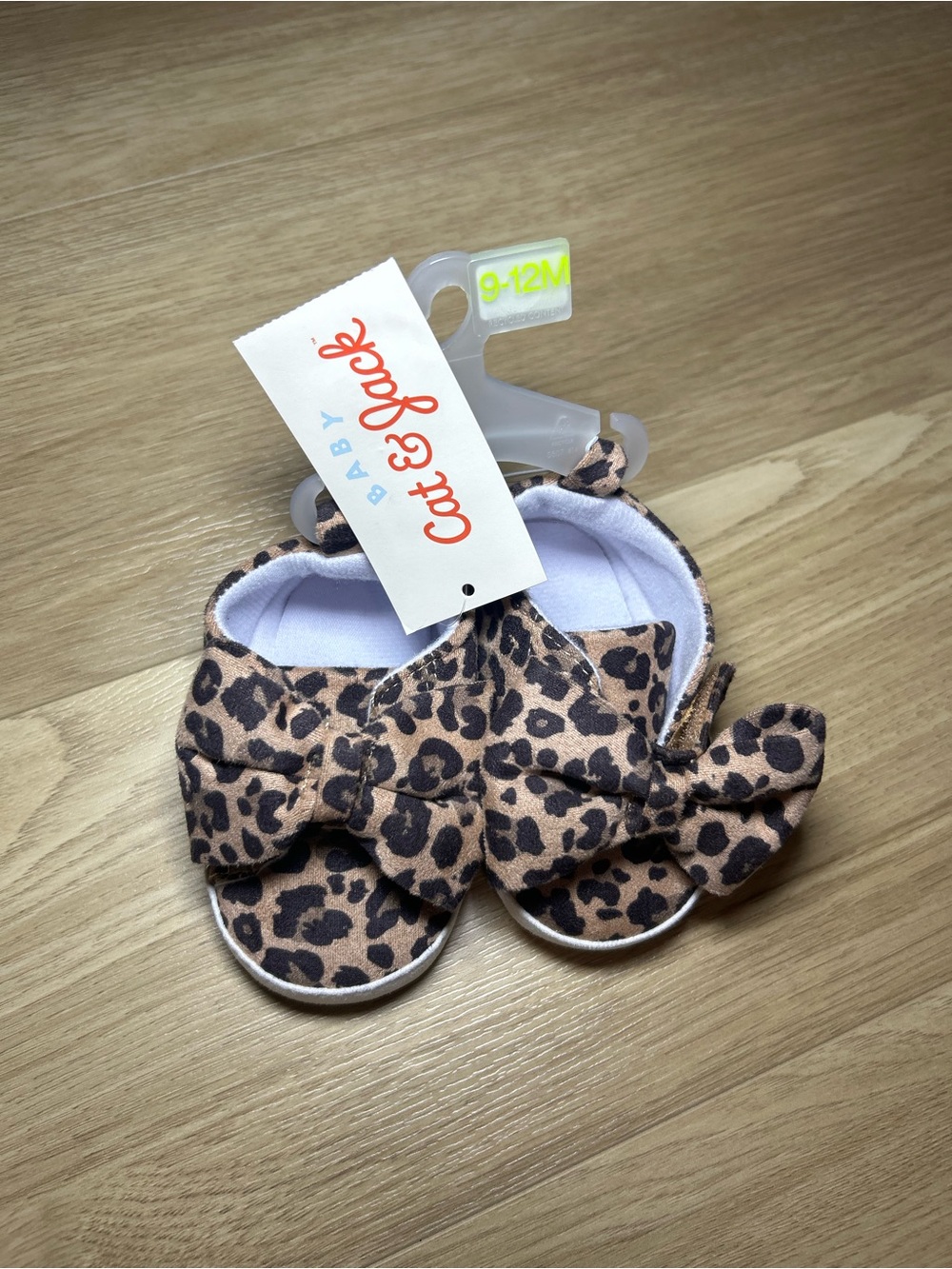 Carter's Leopard Print Baby Bow Shoes - Tan & Black